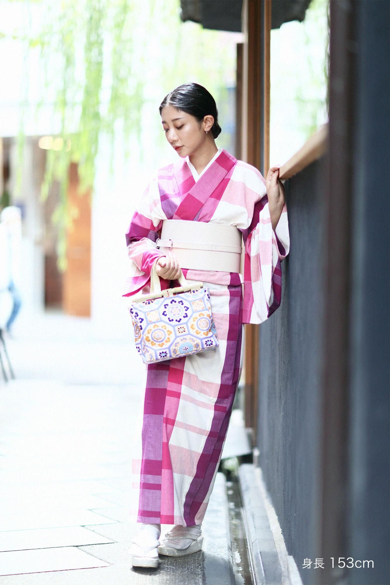 [*Par confection] Coton Ise (20/20) Tissu kimono/treillis Ujibashi Couleur pivoine