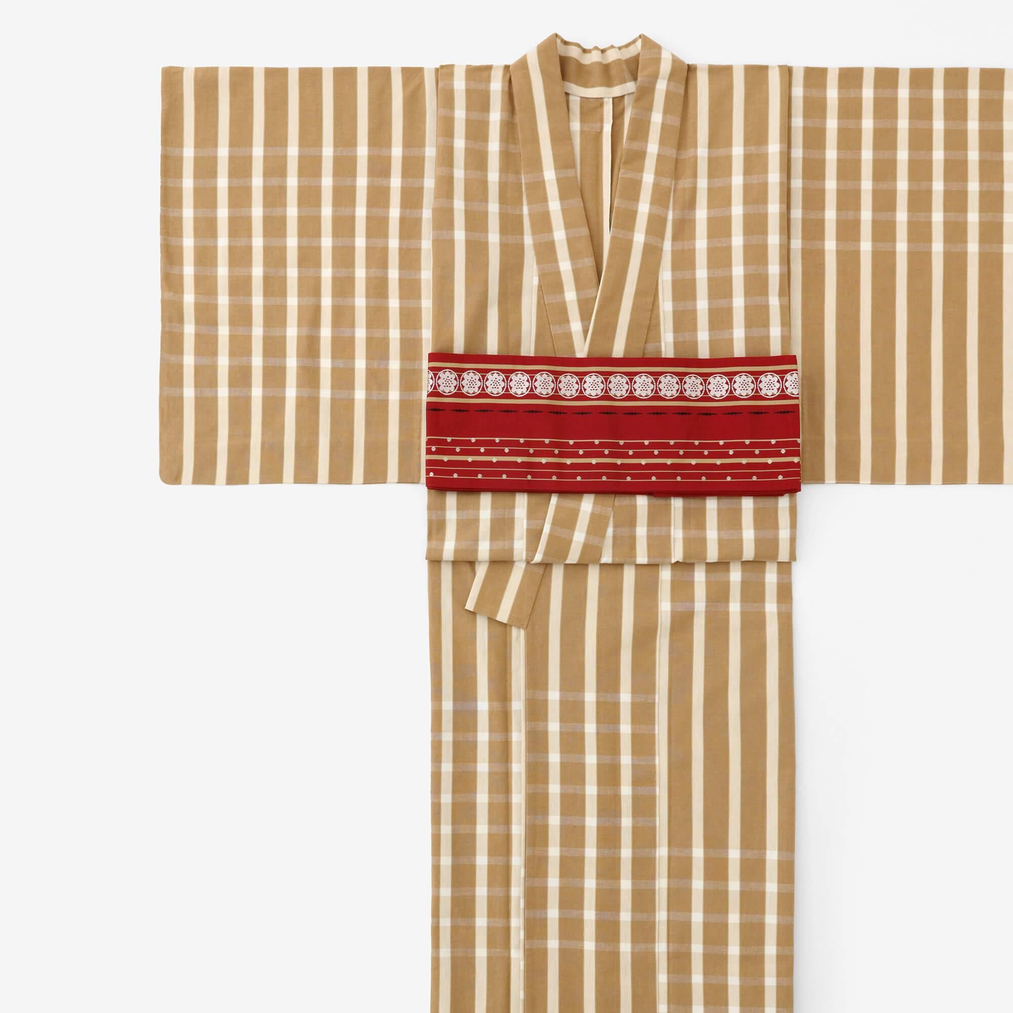 [※Par couture] Coton Ise (20/20) Tissu kimono/Lin à huit rayures (Amairo)