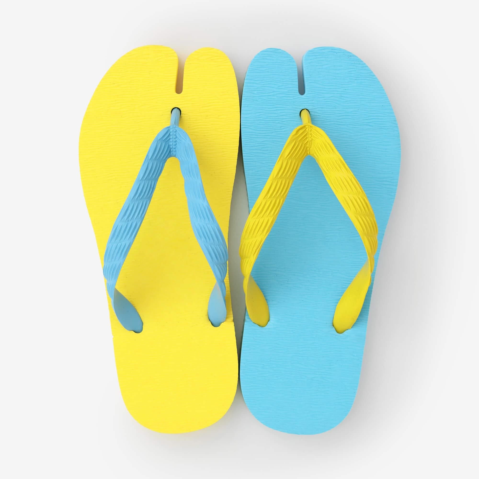 ● Tabi Sandals for Kids / Yellow × Sky Blue