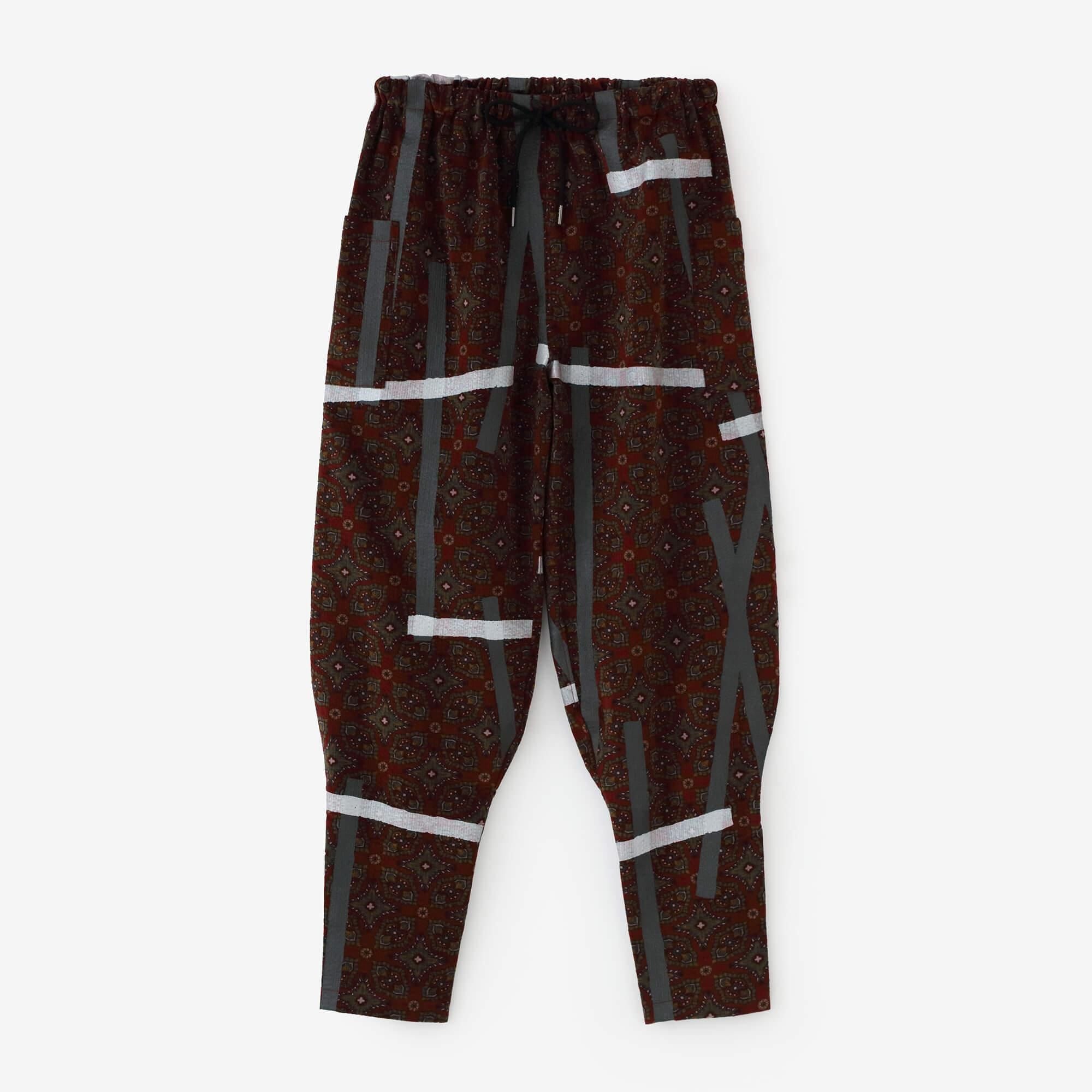 Corduroy Imported Pattern Harem Pants / Tobi Dark Red
