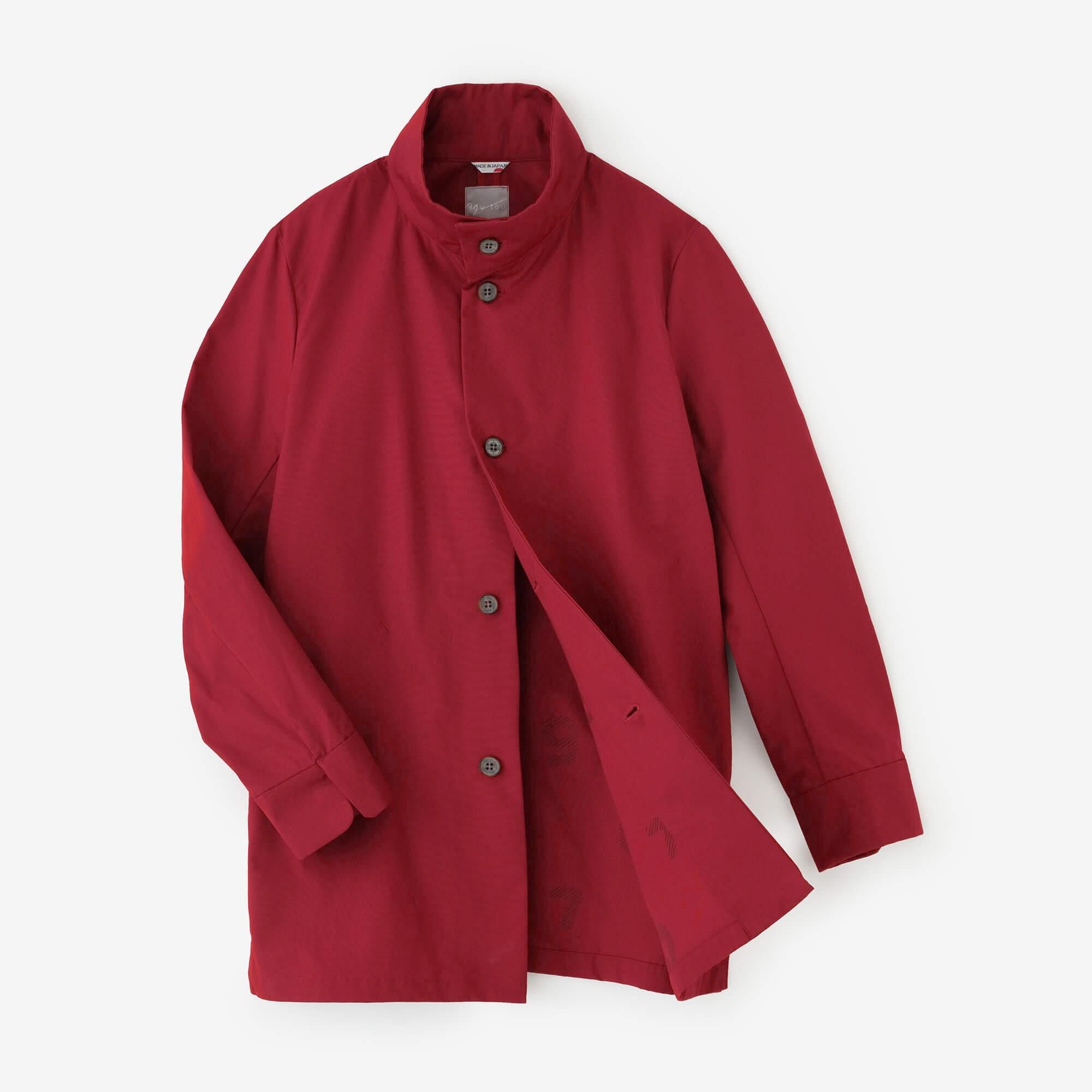 【net限定】60双ベンタイル(R)クロス スタンドカラーショートコート／緋色（ひいろ）×SO-SU-U 綾（あや）