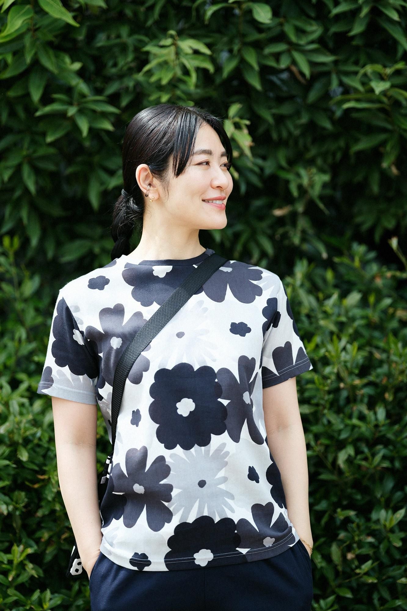高島縮 40/40 半袖Tシャツ／おおらかとりどり