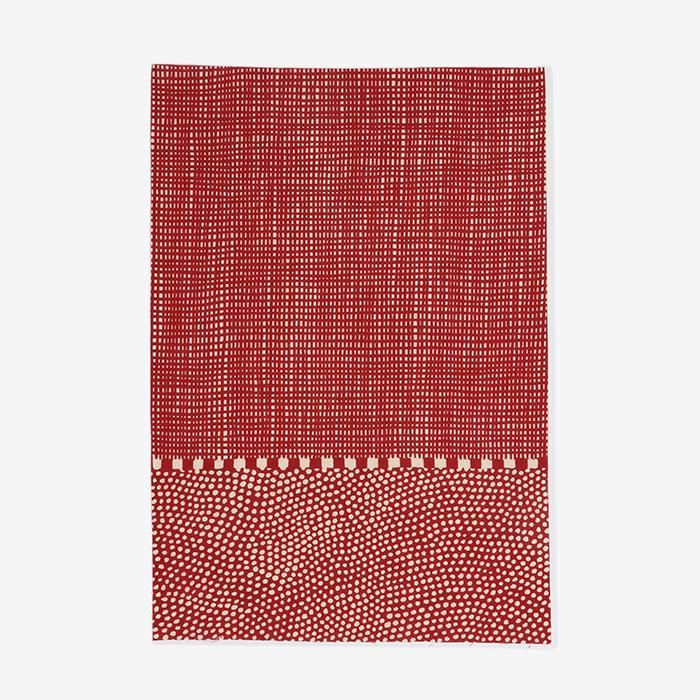伊勢木綿 textile手ぬぐい（ひめ丈）／間（ま） 白茶（しらちゃ）×小豆（あずき）