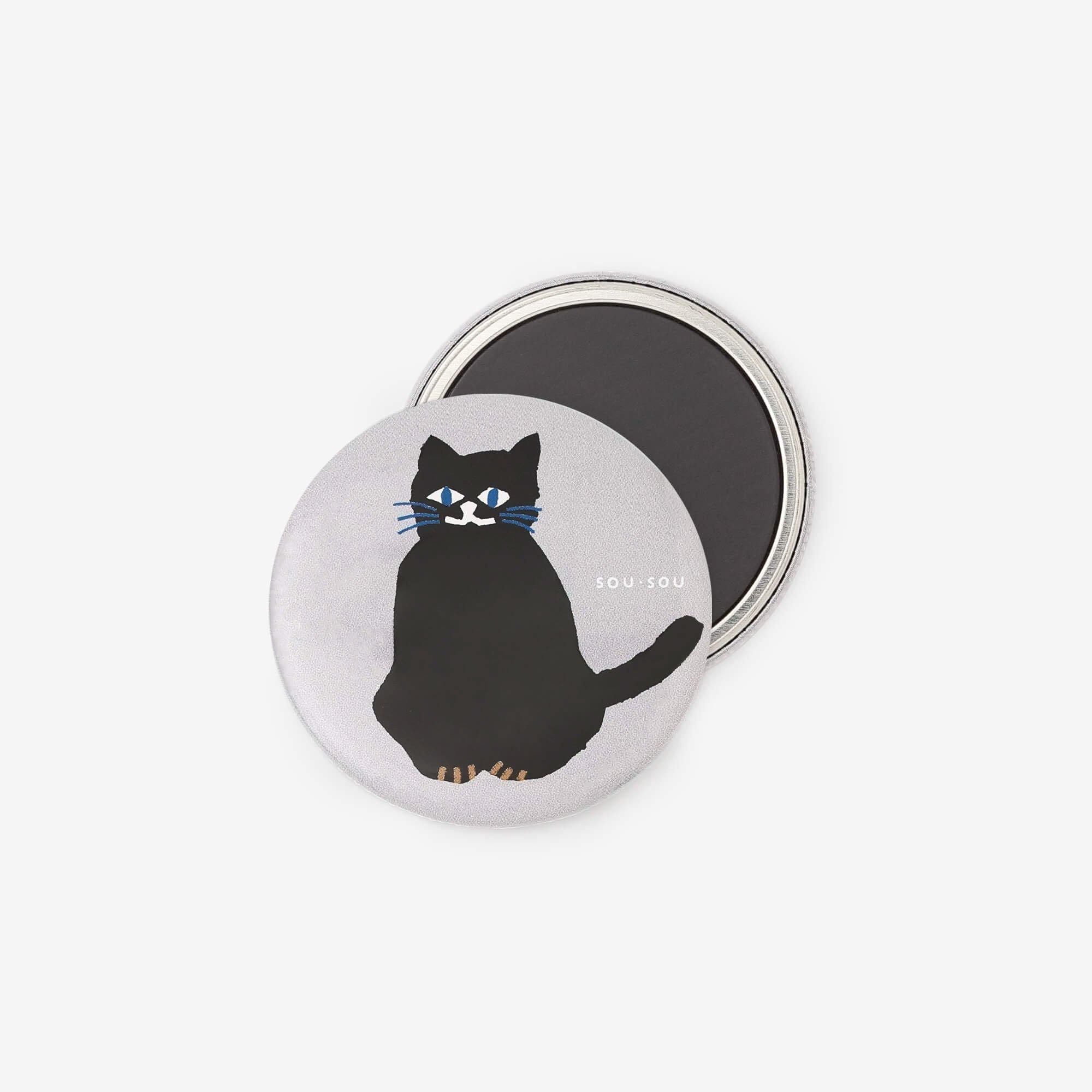 SOU・SOU×PHP研究所 缶マグネット（丸型）／ねこ