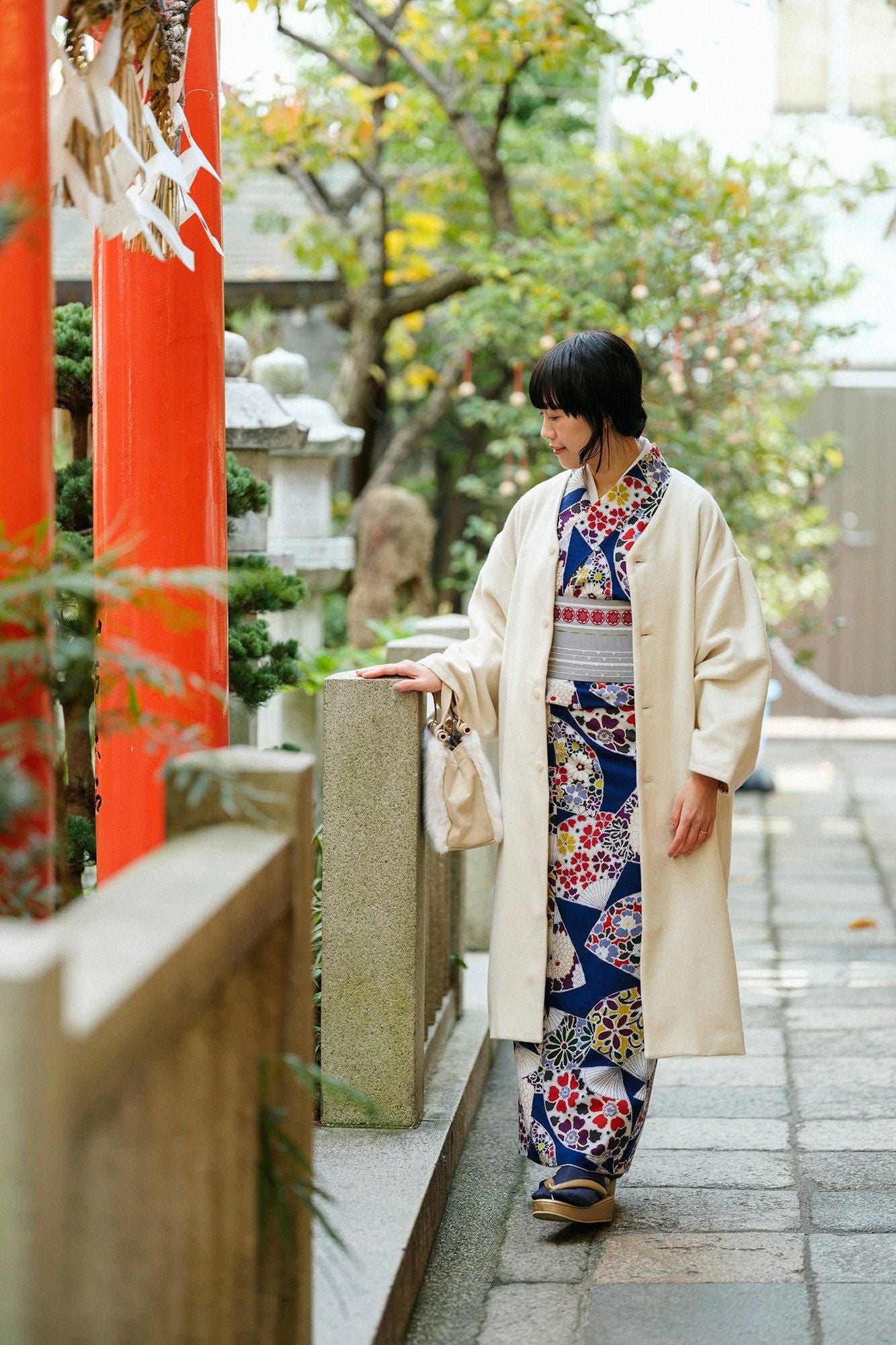 [Maßgeschneidert im Lieferumfang enthalten] Musselin-Kimono (vollständig gefüttert)/Fächer (Fächer) [*Lieferzeit ca. 7 Wochen]