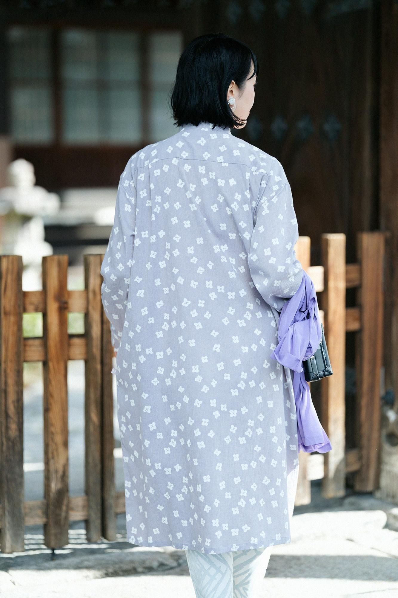 高島縮 20/20 グランシャツワンピース／小さな花