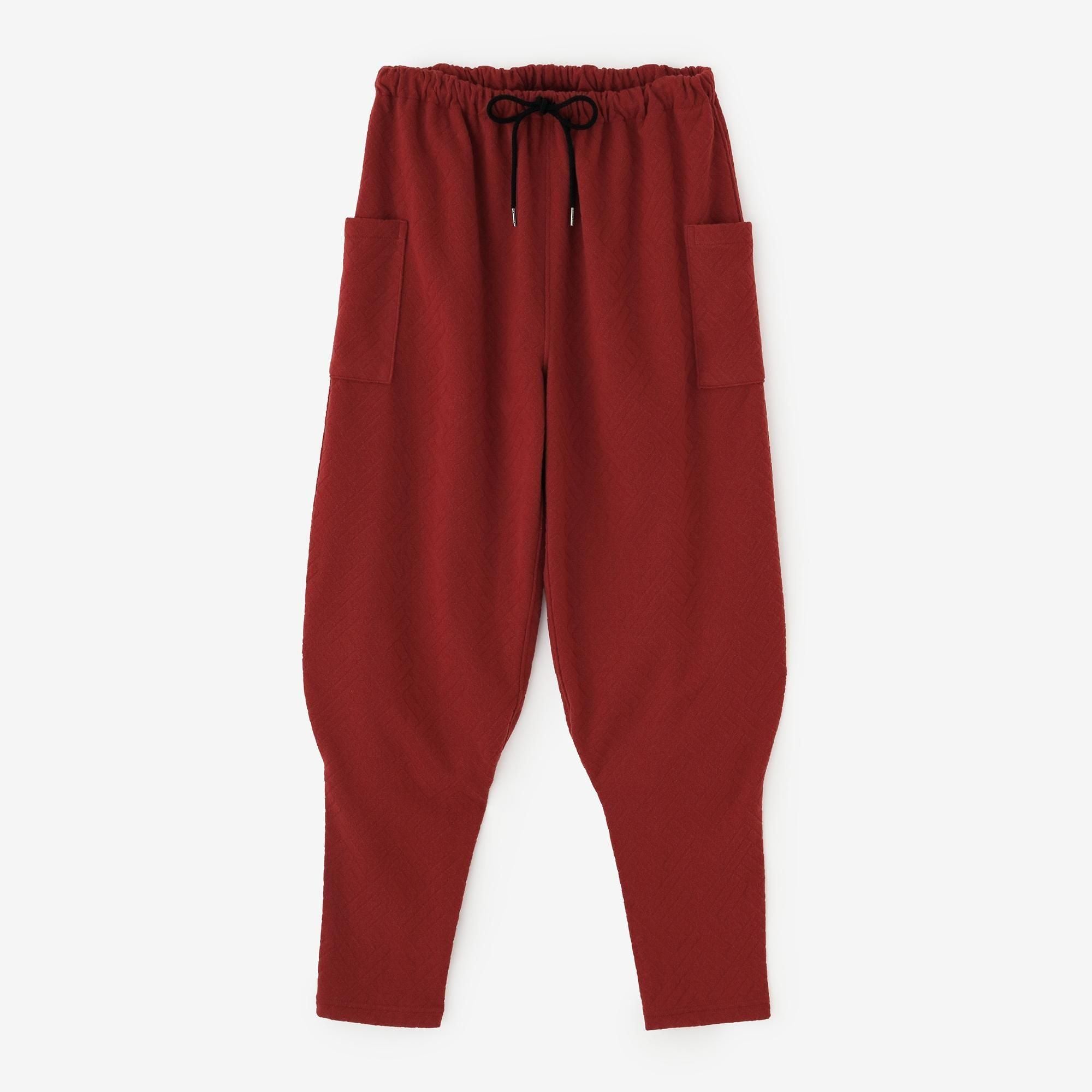 Dual-layeredJacquard  Harem Pants / Dark Red