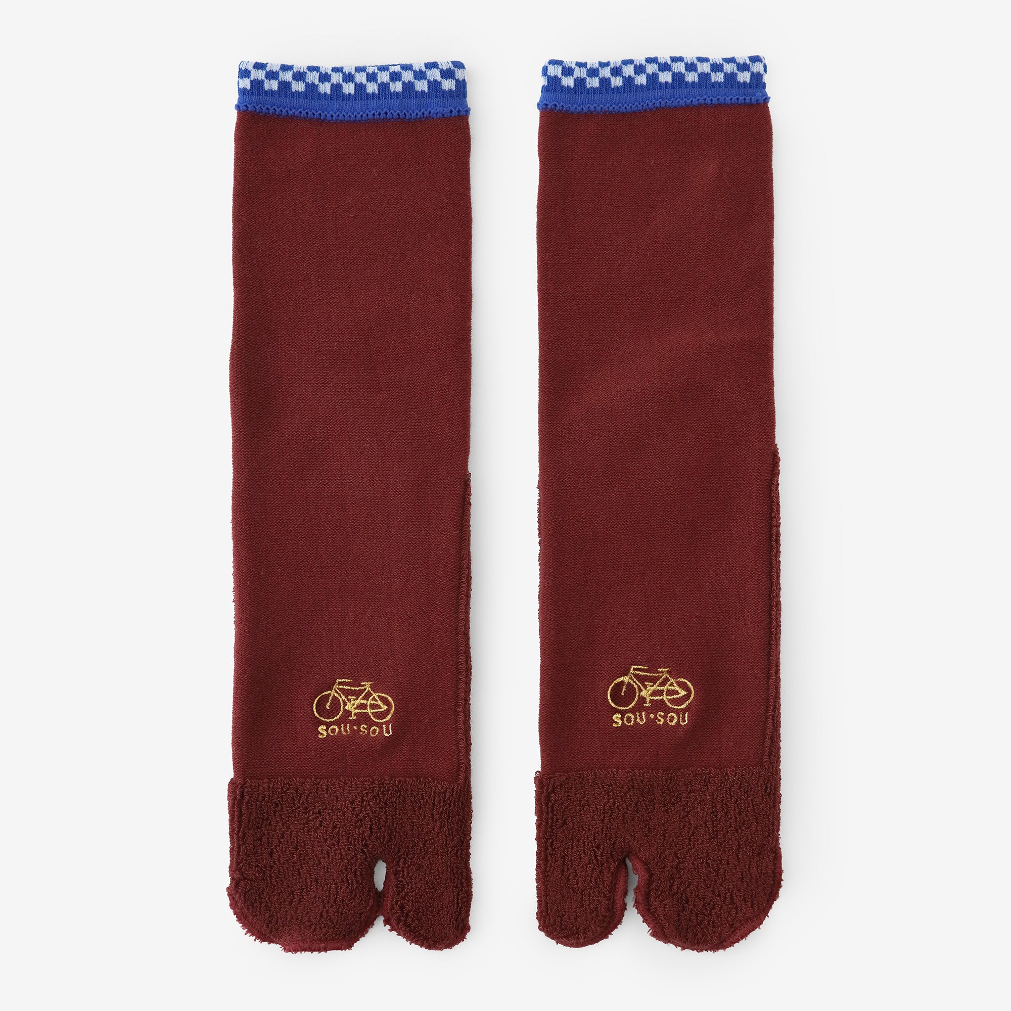 Cushion Pile Tabi Socks (Mid-calf) / Dark Red