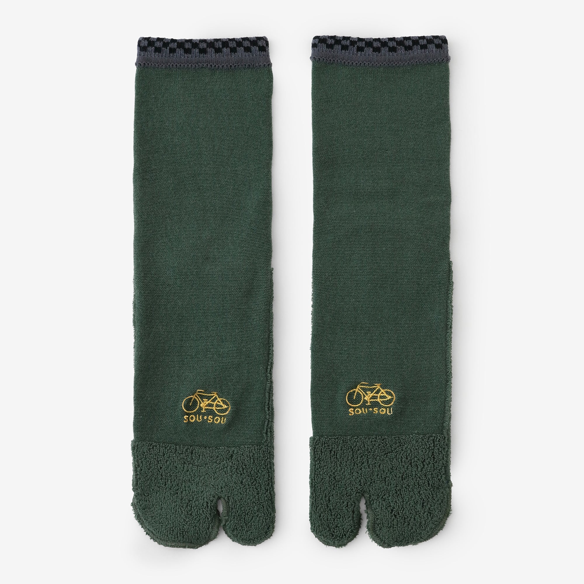 Cushion Pile Tabi Socks (Mid-calf) / Moss Green