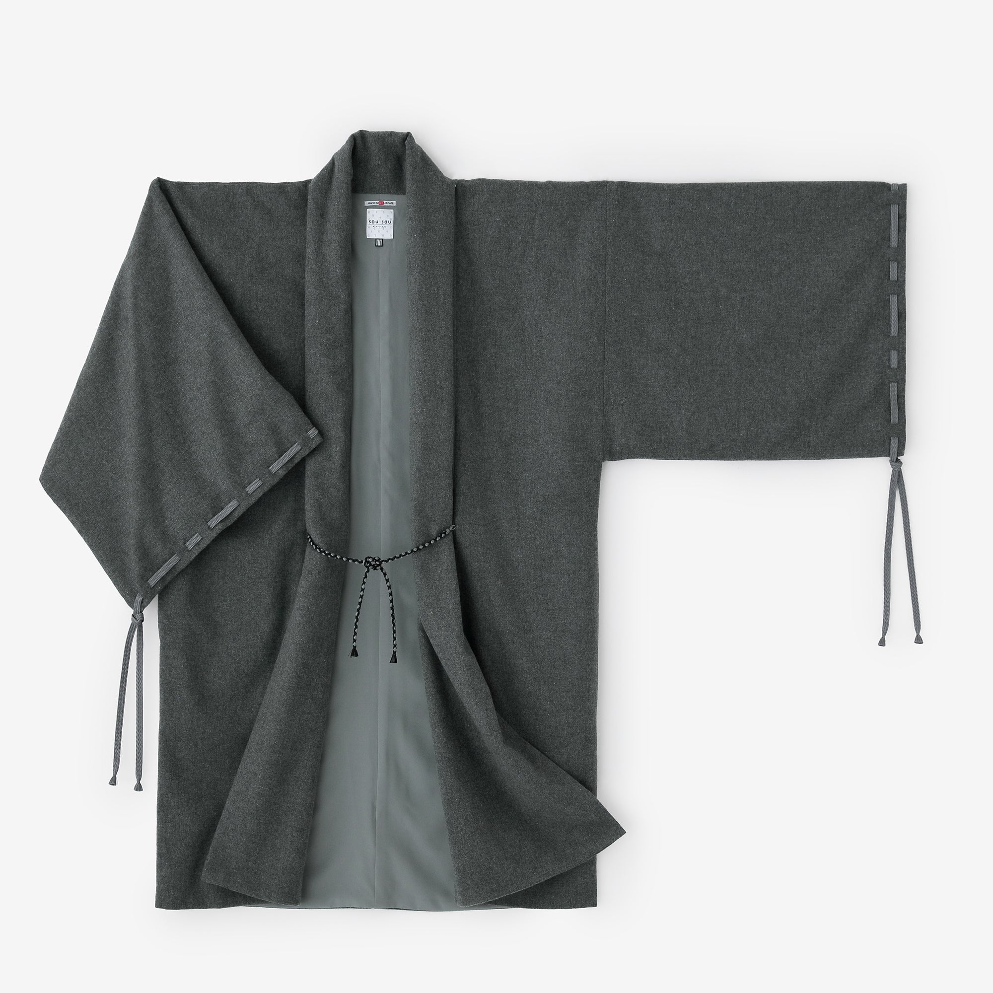 Bishu-Tweed Imperial-Ärmel (Kyuuchusode) Zwischen (Ken) und gefüttert (Awase)/Heathered Ash (Mokuhai)