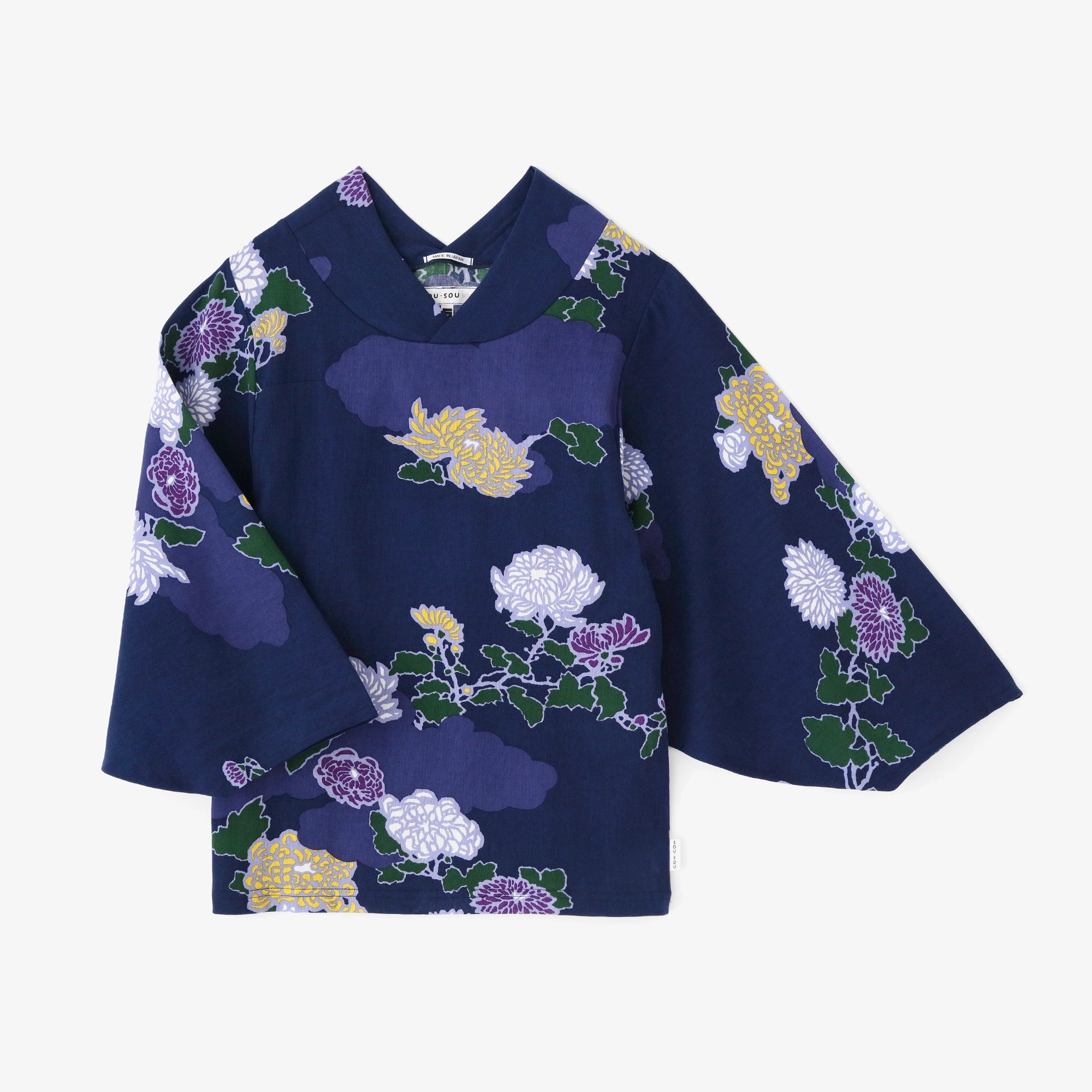 高島縮 40/40 薙（なぎ）ジバン／雲取り（くもどり）に菊