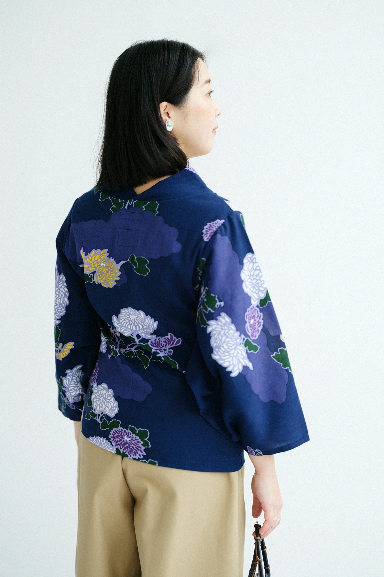 高島縮 40/40 薙（なぎ）ジバン／雲取り（くもどり）に菊